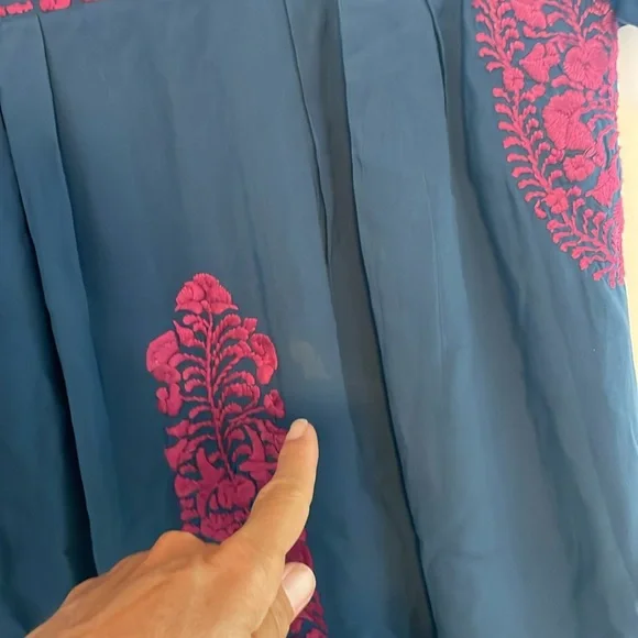 Buddy Love Blue and Magenta Embroidered Boho Hippie Summer Sundress XS - Picture 8 of 9